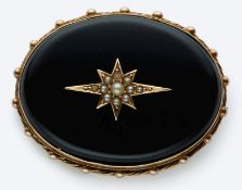 Onyx-Medaillon-Anhänger/Brosche, England um 1880