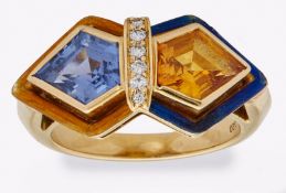 Saphir-Ring Entw. Jens Uwe Zimmermann für Otto Klein, Hanau