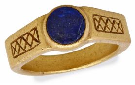 Antiker Lapislazuli-Gold-Ring wohl Byzantinisch 7. - 9. Jh.