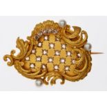 Kl. Diamant-Perl-Brosche, Rokoko-Stil, Frankreich wohl 1838-1847