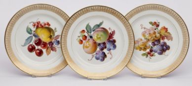 3 Obstdekor-Teller, Meissen um 1890