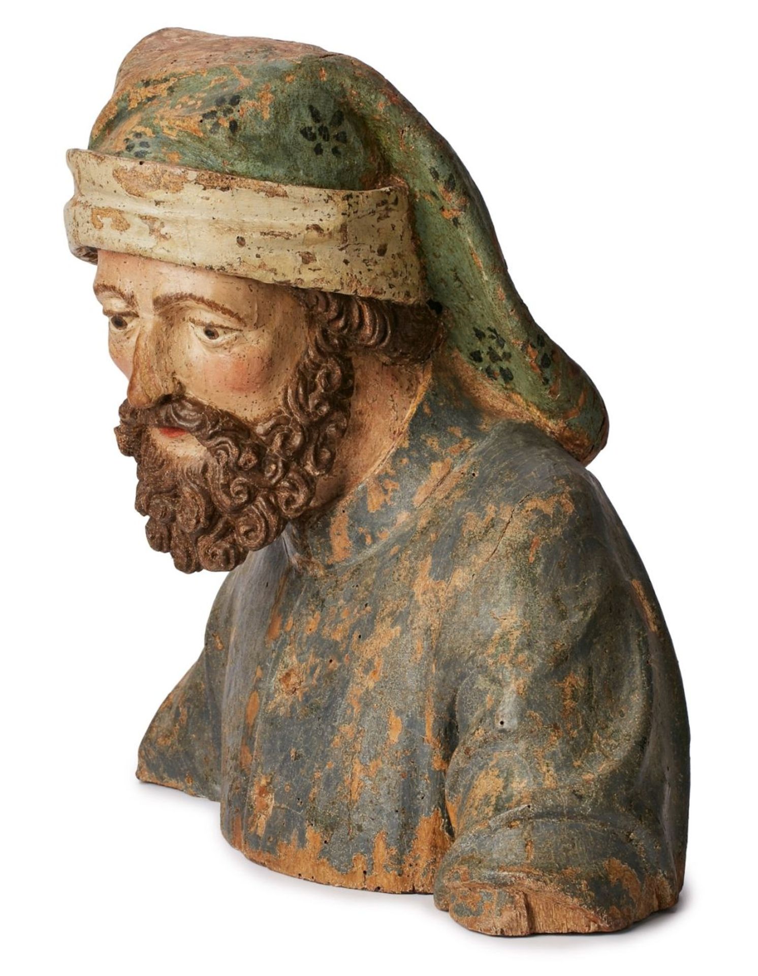 Paar Büstenfragmente "Heiliggrab Trägerfiguren", Österreich um 1500. - Bild 5 aus 9