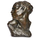 Gr. Bronze wohl nach Auguste Rodin: "Tête de la Luxure", 1. Hälfte 20. Jh.