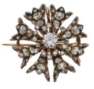 Diamant-Blüten-Anhänger/Brosche um 1900