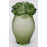 Vase mit Blattrelief, Lalique Ende 20. Jh.
