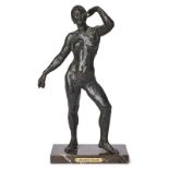 Bronze Reinhold Ewald: Stehender Frauenakt, ein Arm erhoben, wohl um 1920.