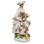 Mädchen mit Drehleier, Meissen um 1740.