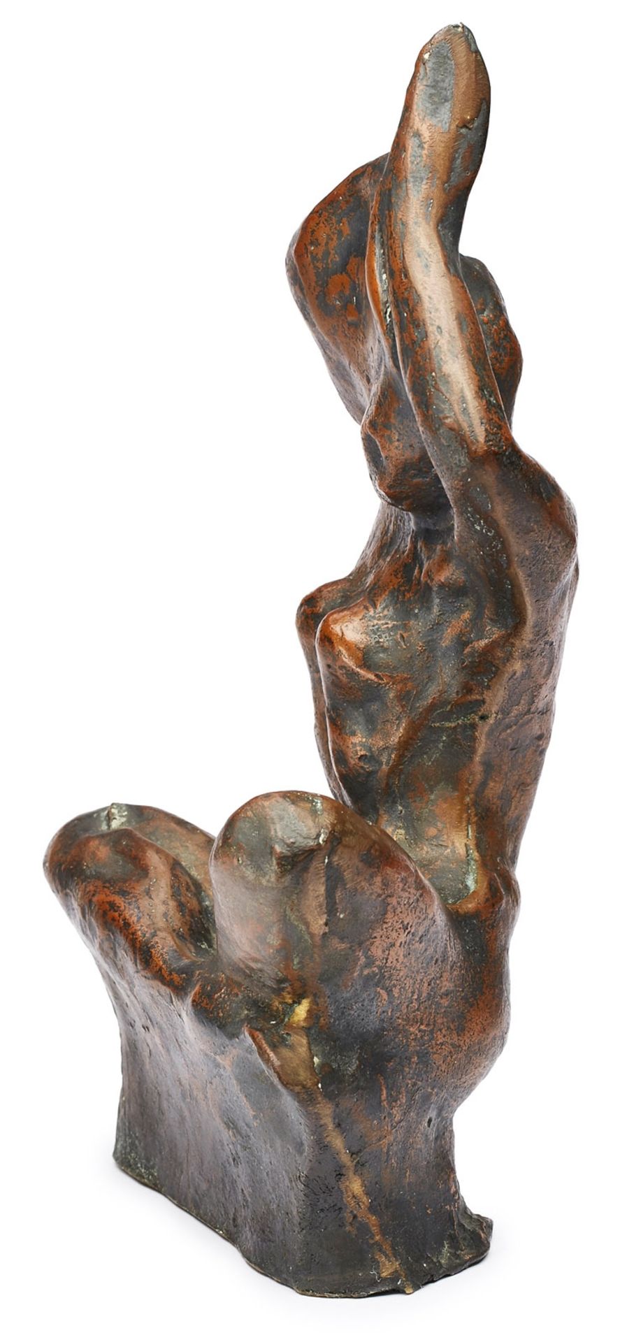 Bronze Reinhold Ewald: Sitzender Frauenakt mit erhobenen Armen, wohl Mitte 20. Jh. - Bild 2 aus 5