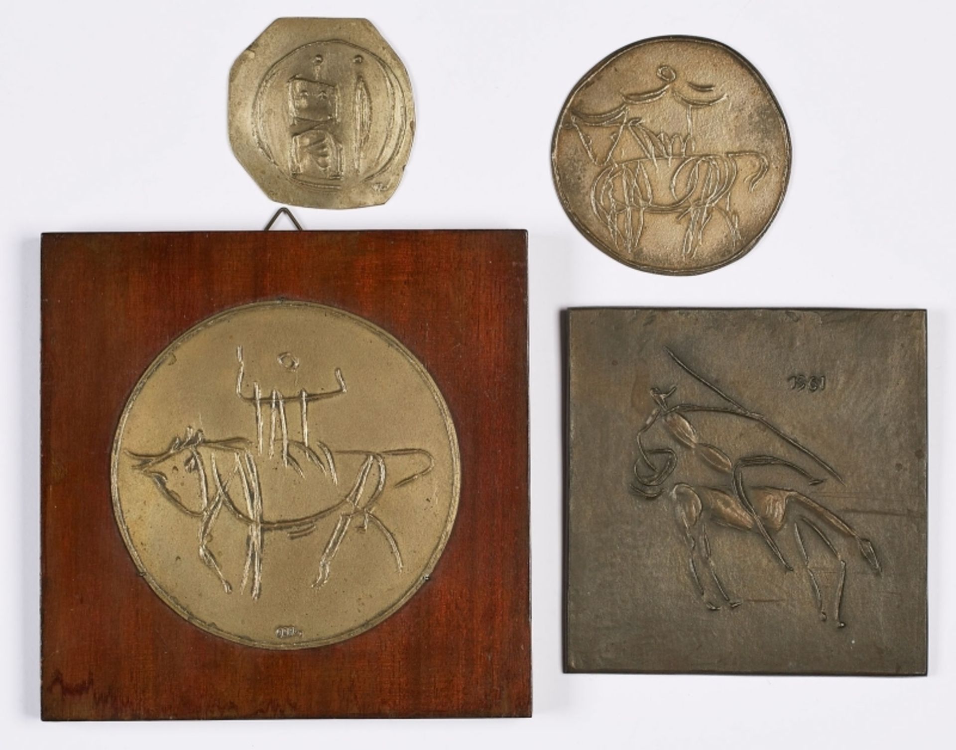 Bronze Hans Mettel: Satz von 4 Plaketten und Medaillen, um 1960.