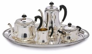 5-tlg. Kaffee-/ Teeservice, Art Deco-Stil, Bruckmann wohl Mitte 20. Jh.