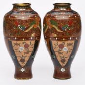 Paar kl. Cloisonné-Vasen, Japan um 1900