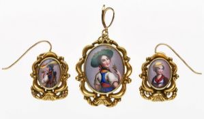 3-tlg. Schmuck-Garnitur, wohl Schweiz um 1880