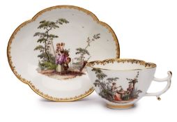 Tasse mit UT "Gartenszenen", Meissen um 1750.