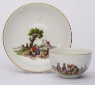 Tasse mit UT "Figuren in Landschaft", Meissen um 1750.