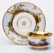 Tasse mit UT "Landschaft", Meissen um 1850.