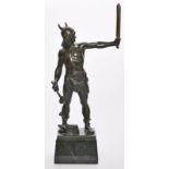 Bronze, Franz Drexler, "Junger Krieger mit Schwert und Hammer am Amboss"