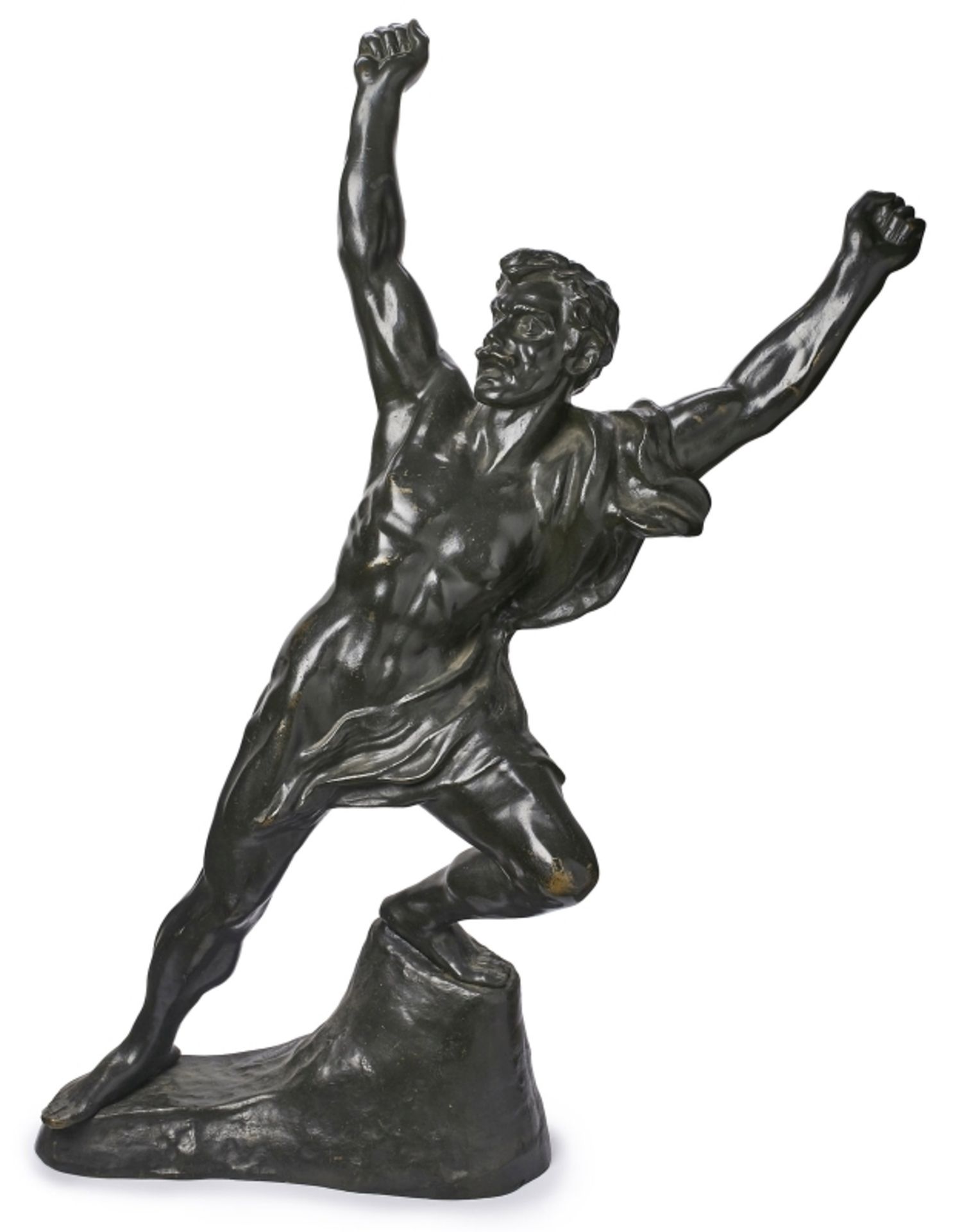 Gr. Bronze Jef Lambeaux: Siegreicher Ringer, Brüssel wohl um 1900.