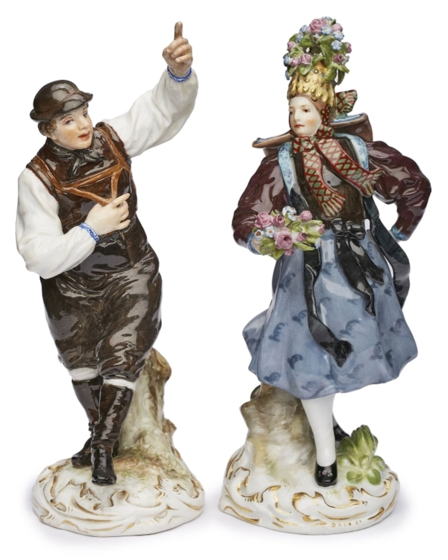 Paar Trachtenfiguren "Altenberger Tanzpaar", Meissen um 1900.