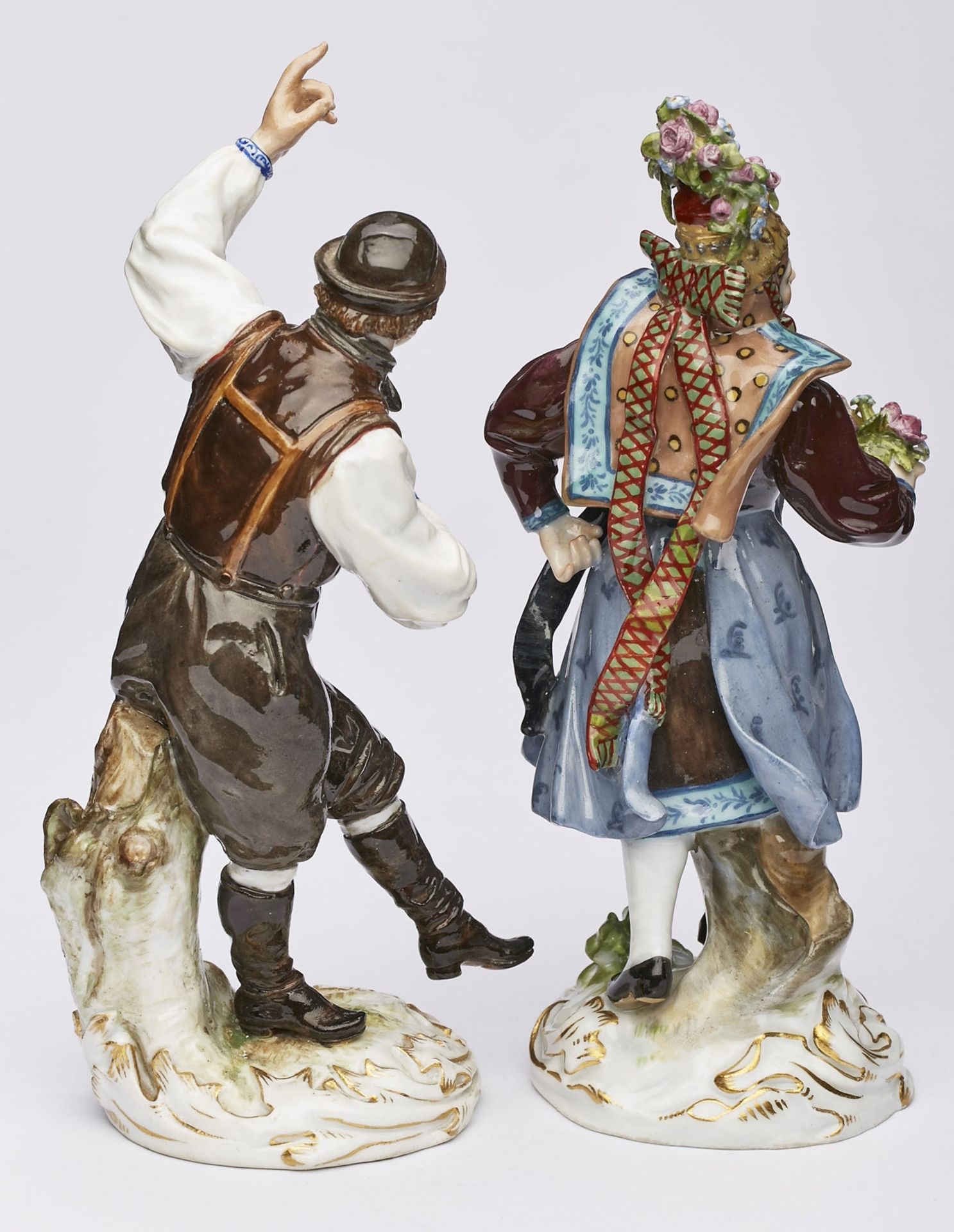 Paar Trachtenfiguren "Altenberger Tanzpaar", Meissen um 1900. - Image 2 of 2