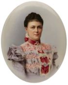 Porzellanplatte "Dame in Spitzenkleid", KPM Berlin um 1900.