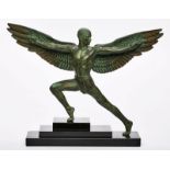 Bronze Max Le Verrier: Ikarus, Art Deco, Frankreich um 1930.