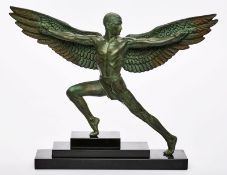 Bronze Max Le Verrier: Ikarus, Art Deco, Frankreich um 1930.