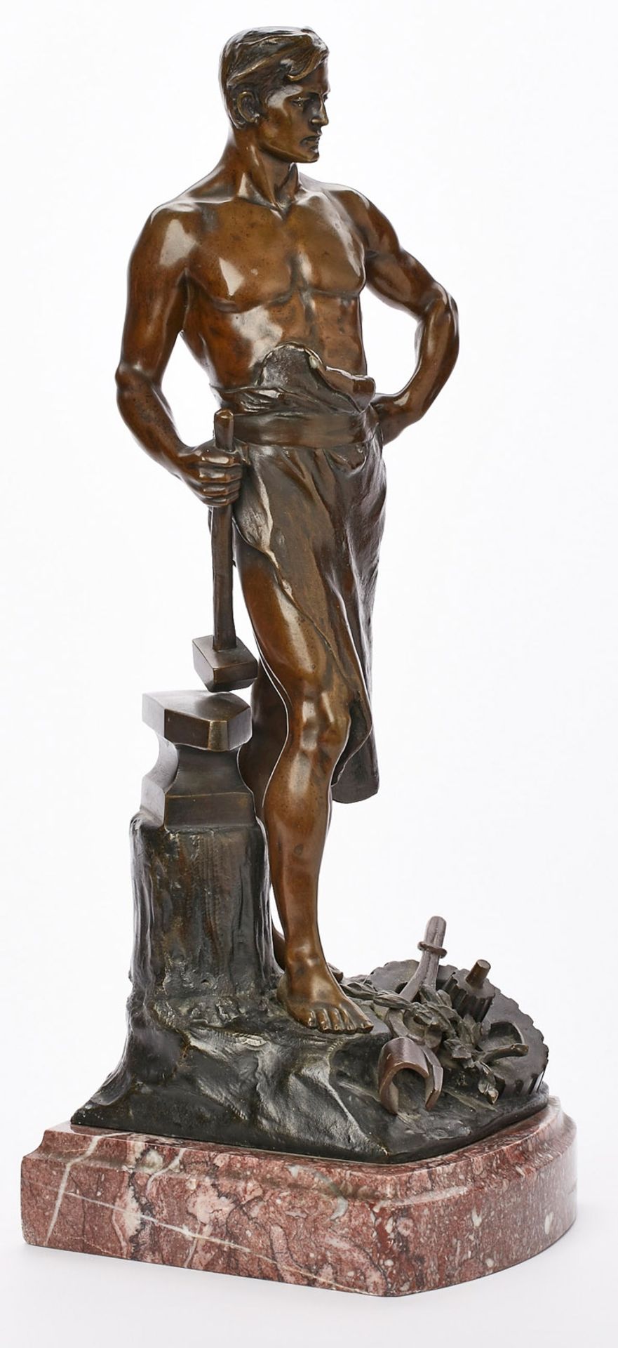 Bronze Paul Ludwig Kowalczewski: Schmied/ "Die Arbeit", Ende 19. Jh. - Bild 2 aus 2