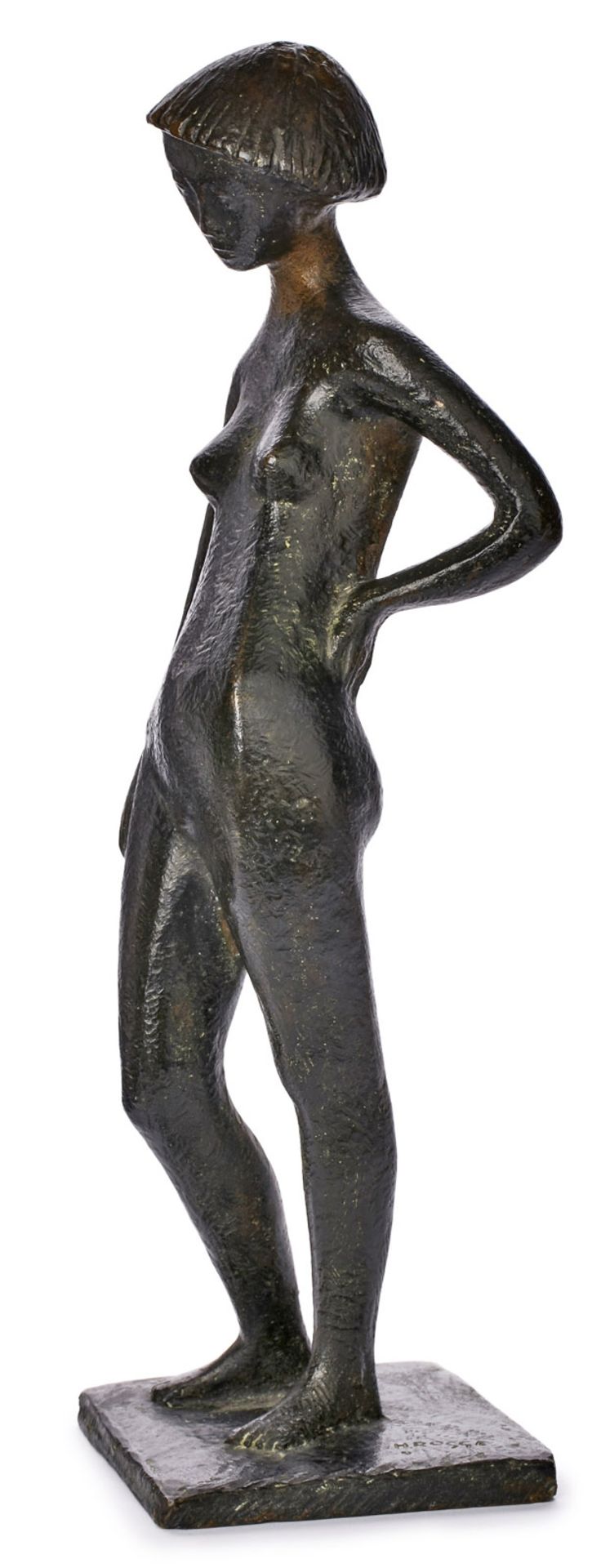 Bronze Helmut Rogge: Stehender Mädchenakt, um 1960. - Image 2 of 3