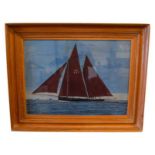 J F WILSON, 'MAGGIE JANE', NAIVE SCHOOL, picture of a coastal barque, gouache and body colour on