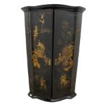 DUTCH JAPANNED CORNER CUPBOARD 18TH CENTURY the serpentine front with chinoiserie decoration