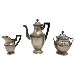 FRENCH SILVER THREE PIECE COFFEE SERVICE EDMOND TETARD, 1880-1903 a small coffee pot and creamer and