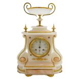 FRENCH ALABASTER AND GILT-METAL MOUNTED CLOCK LATE 19TH CENTURY the circular dial with gilt Roman