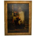 DUTCH SCHOOL (19TH CENTURY) 'TRYING TO READ A PAPER' oil on canvas, signed indistinctly Von