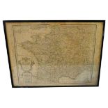 GUILLAUME DE L'ISLE, HAND COLOURED MAP OF FRANCE, 'Carte de France', dated 1800, framed and
