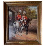 J. MATTHEWS (XIX-XX) 3RD KING'S OWN LIGHT DRAGOONS oil on canvas, signed lower, framed inscribed and
