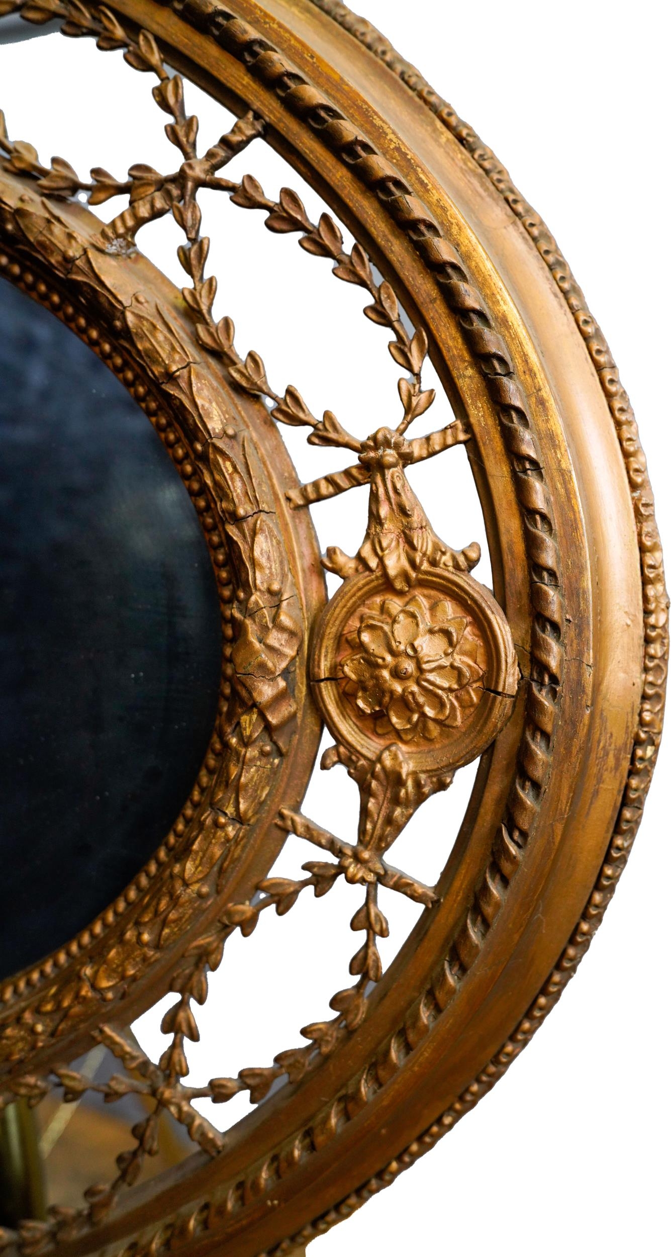 VICTORIAN GILTWOOD AND GESSO OVAL WALL MIRROR 19TH CENTURY the oval plate within an ornate - Image 2 of 6