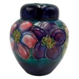 MOORCROFT MAGNOLIA PATTERN COVERED JAR CIRCA 1980 signed and with impressed marks, 15cm high;