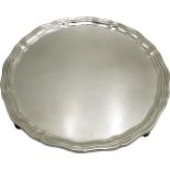 GEORGE V SILVER SALVER  REID & SONS, LONDON 1912 of shaped circular form with a pie-crust rim,