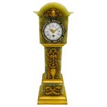 FRENCH ONYX AND GILT-BRONZE MOUNTED CLOCK CIRCA 1900 modelled as a longcase clock, the white