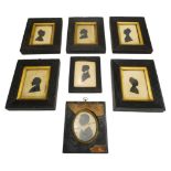 SET OF FIVE SILHOUETTE BUST PORTRAITS 19TH CENTURY in reeded ebonised frames, 13.5cm wide, 16cm high