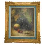 OLIVER CLARE (1853-1927) STILL LIFE FRUIT oil on canvas, signed lower right, gilt frame,  28cm x