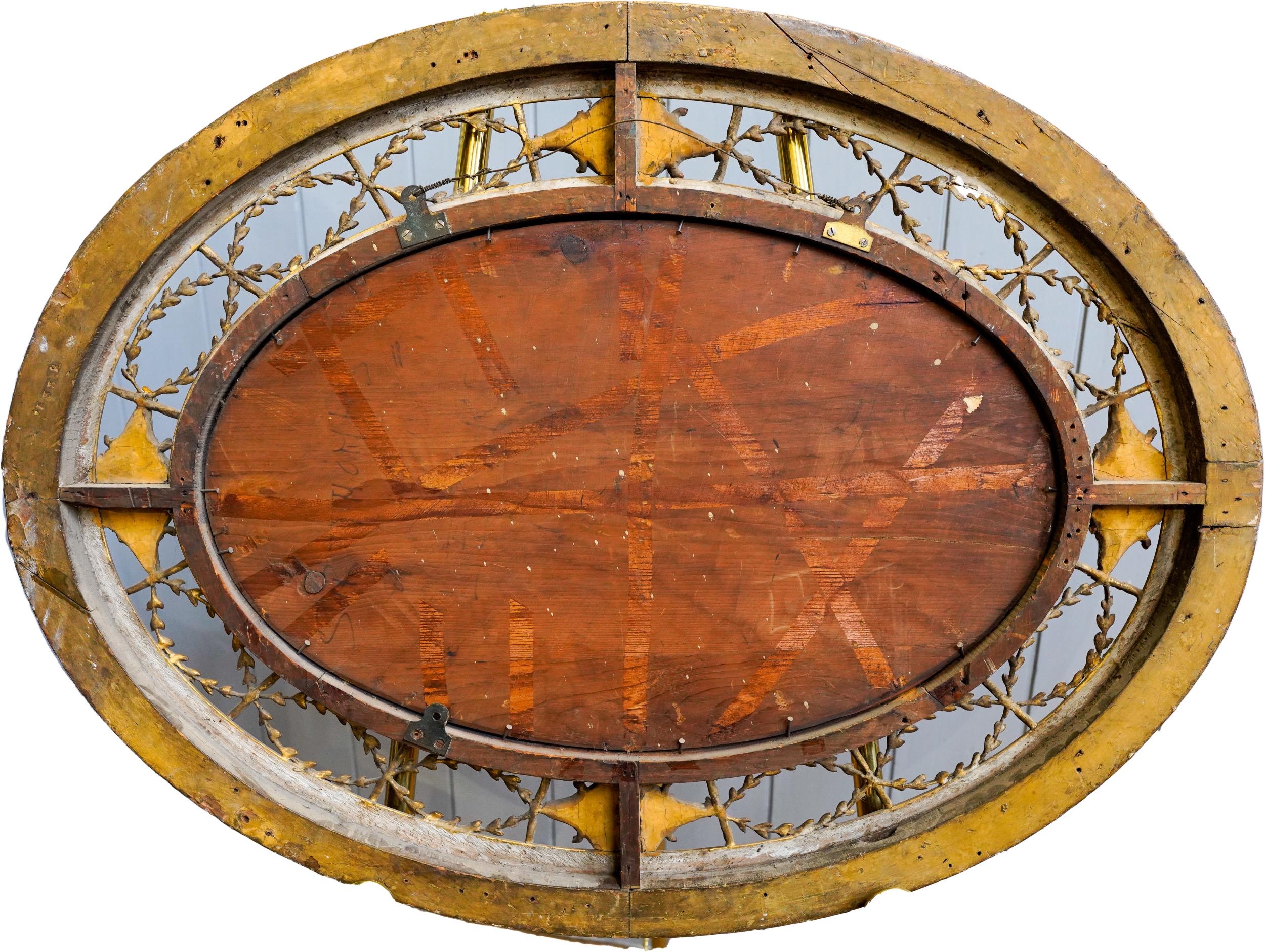 VICTORIAN GILTWOOD AND GESSO OVAL WALL MIRROR 19TH CENTURY the oval plate within an ornate - Image 6 of 6