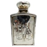 LARGE EDWARDIAN SILVER SCENT BOTTLE WILLIAM COMYNS, LONDON 1904 of square form, the sides embossed