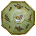 LARGE WEDGWOOD LUSTRE WARE BOWL EARLY 20TH CENTURY of octagonal form, the sides decorated in