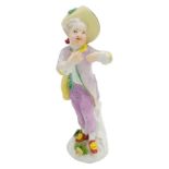 SMALL MID 18TH CENTURY MEISSEN FIGURE OF A BOY DANCING CIRCA 1765 shown wearing a yellow hat with