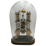 LATE VICTORIAN BRASS SKELETON CLOCK CIRCA 1900 the openwork dial with white enamel chapters and