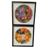 STUDIO OF DAMIEN HIRST SPIN PAINTINGS acrylic (spin painting) / paper, framed,  42cm diam