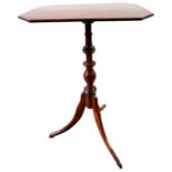 VICTORIAN MAHOIGANY TRIPOD TABLE 19TH CENTURY the canted rectangular top on a baluster turned column