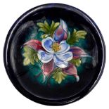 LARGE WILLIAM MOORCROFT 'ORCHID' DEEP DISH CIRCA 1930-40 decorated with a blossoming orchid on a