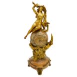 FINE GILT-BRONZE MOUNTED ONYX CLOCK CIRCA 1880 the globular clock with applied Roman numerals,